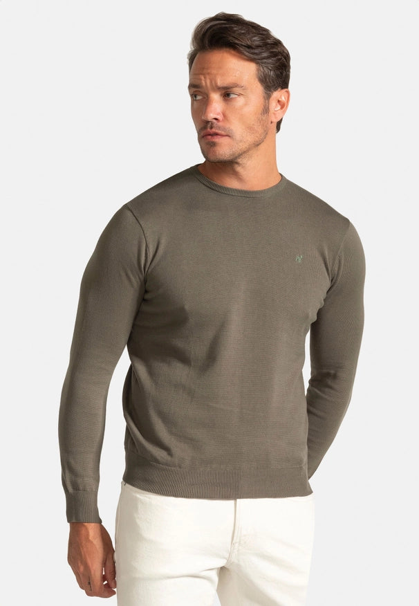 Khaki Round Neck Sweater-Sweater-Williot-Urbanheer