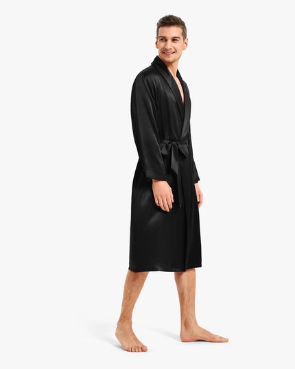 Smooth Silk Robe Black-Robe-MommeSilk-Urbanheer