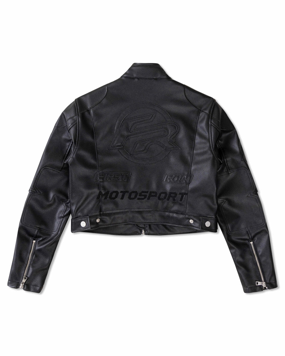 Leather Racing Cropped Jacket-Clothing - Women-Vibrant M.i.U-Urbanheer