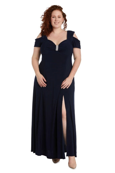 R&M Richards 1367W Long Plus Size Formal Evening Dress-Dylan & Davids-14W-Navy-Urbanheer