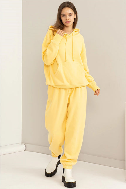 Weekend Chiller Drop Shoulder Oversized Hoodie - Banana Cream-Clothing - Women-HYFVE-Urbanheer