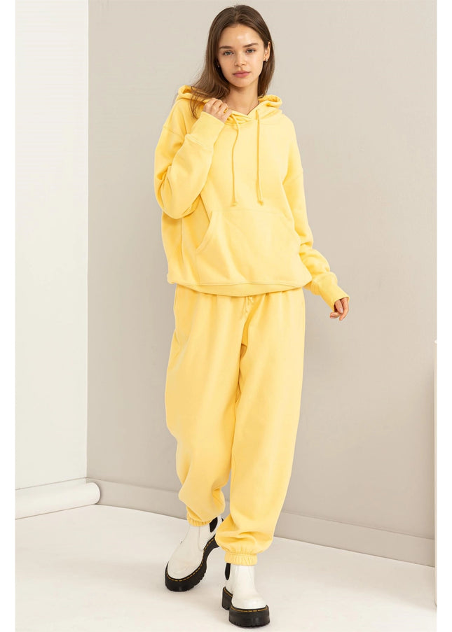 Weekend Chiller Drop Shoulder Oversized Hoodie - Banana Cream-Clothing - Women-HYFVE-Urbanheer