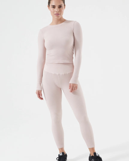 Rib Seamless Longsleeve Blush-Long Sleeve Tops-Nux Active-S-Urbanheer