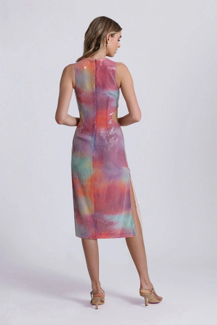 Tie Dye Sequin Cut-Out Midi Dress-Dress-Avec Les Filles-Urbanheer