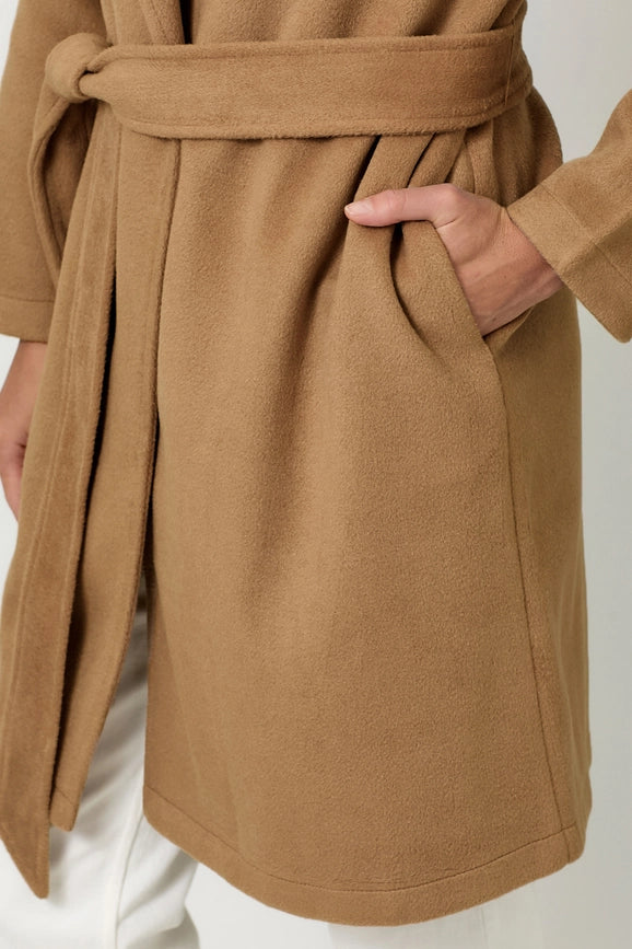 Lapel Collar Robe Coat Camel