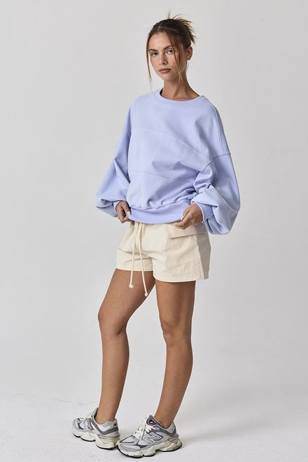 Aubrey Washed Oversized Top Light Blue-TOP-Papermoon-Urbanheer