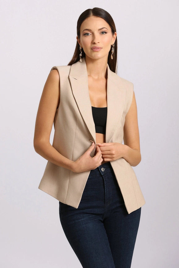 Sculpted Suit Vest Tan-Suit Vest-Avec Les Filles-Urbanheer