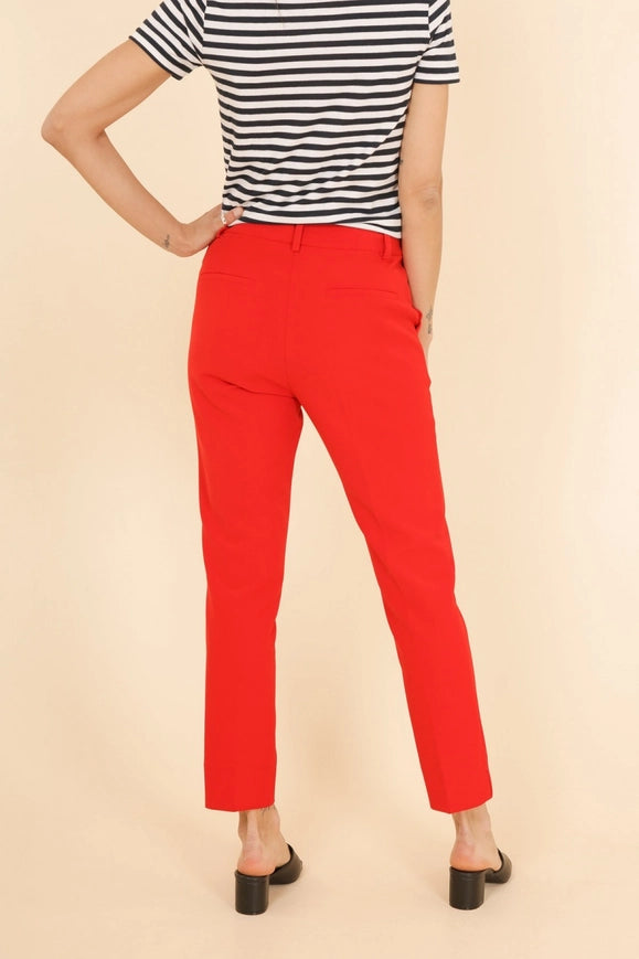 High Waist Cigarette Pants Red-Pants-Attentif Paris-Urbanheer