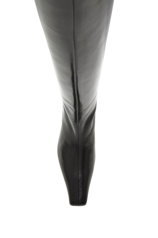 Davis Knee-High Shiny Leather Boots - Black