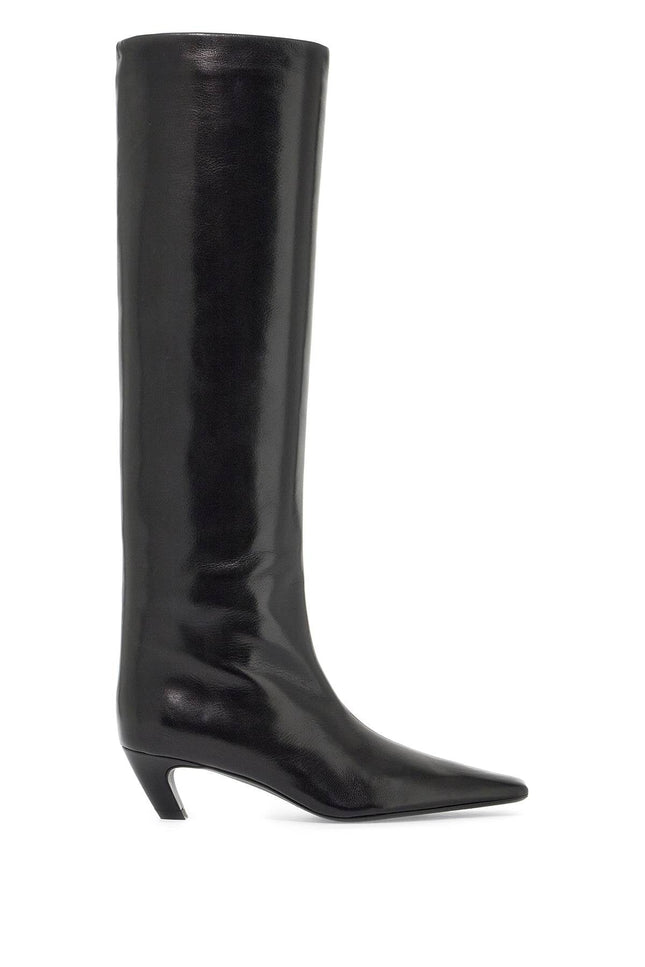 Davis Knee-High Shiny Leather Boots - Black