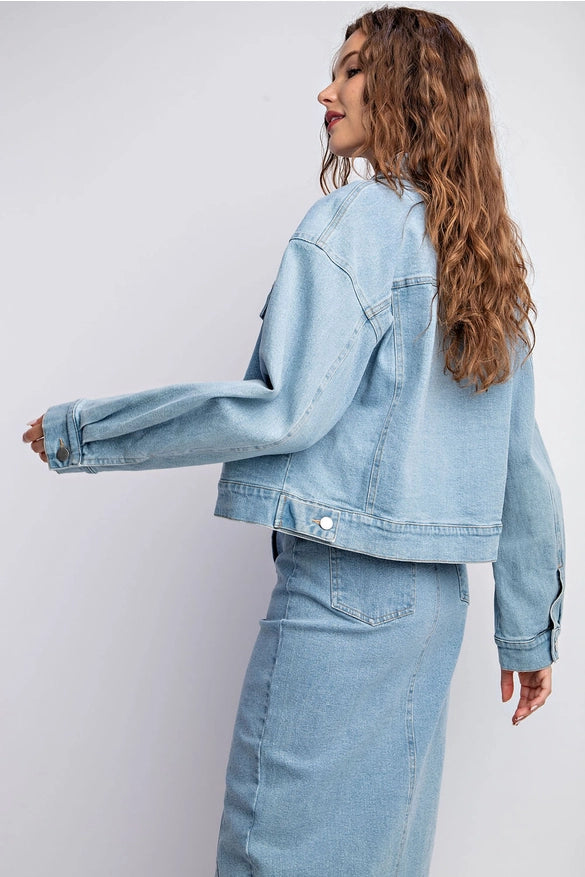 Stretched Denim Jacket with Pocket-Jacket-EDIT by NINE-Urbanheer