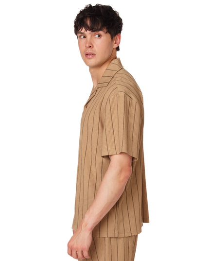 Textured Short Sleeve Men's Shirt BROWN