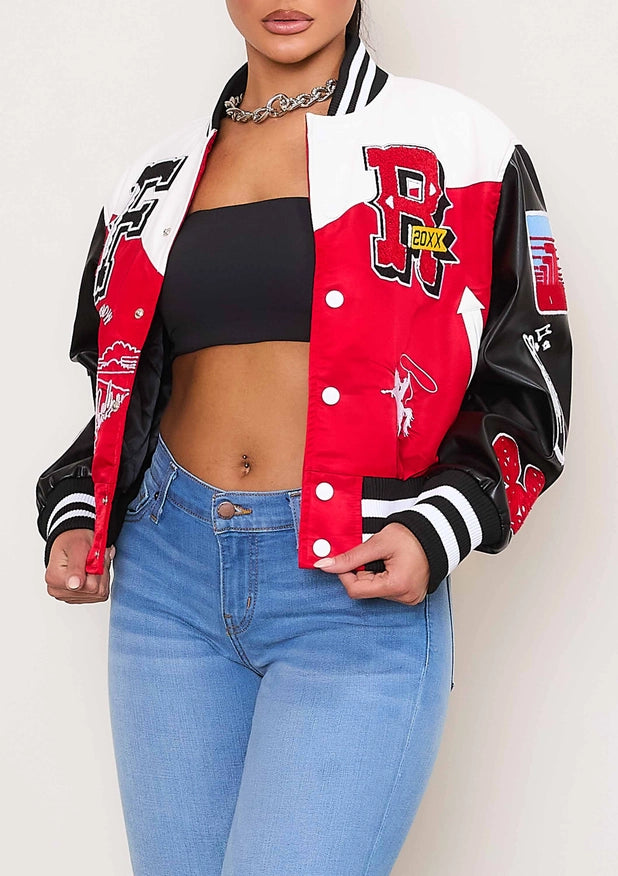 Get Lucky Varsity Jacket-Jacket-First Row-Red-S-Urbanheer