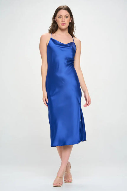 Satin Bias Slip Dress With Slit-Clothing - Women-Renee C.-Urbanheer