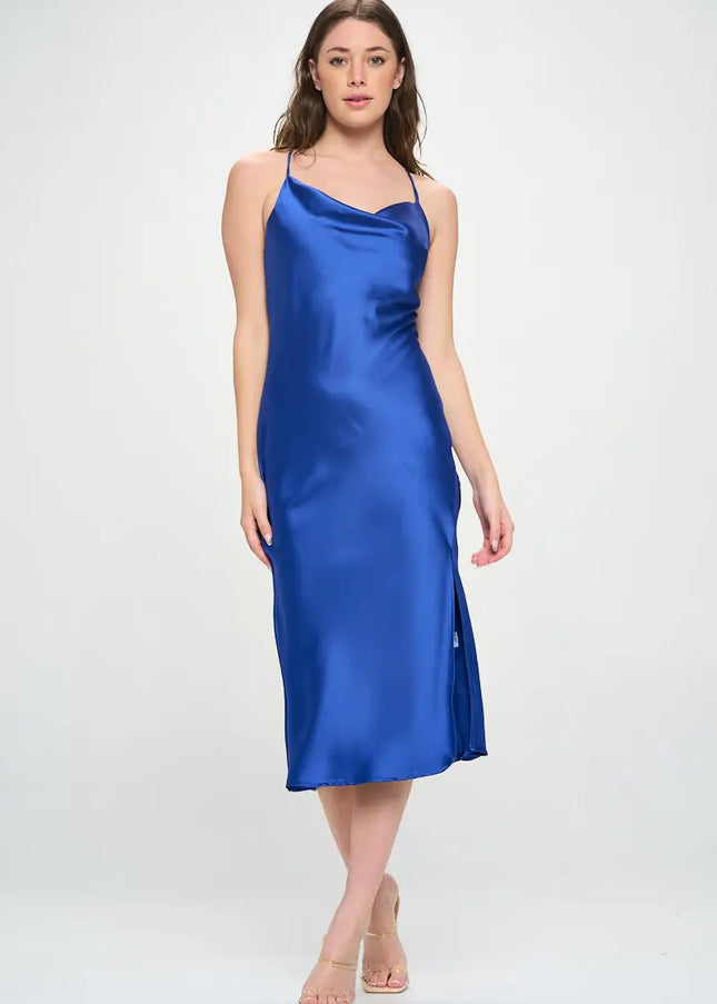 Satin Bias Slip Dress With Slit-Clothing - Women-Renee C.-Urbanheer