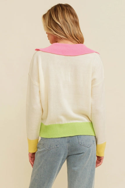 Color Block Pocket Detail Sweater.-Sweater-Cloud Ten-Urbanheer