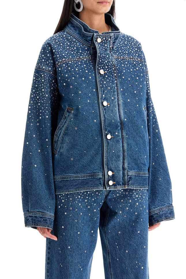 Denim Bomber Jacket With Rhin