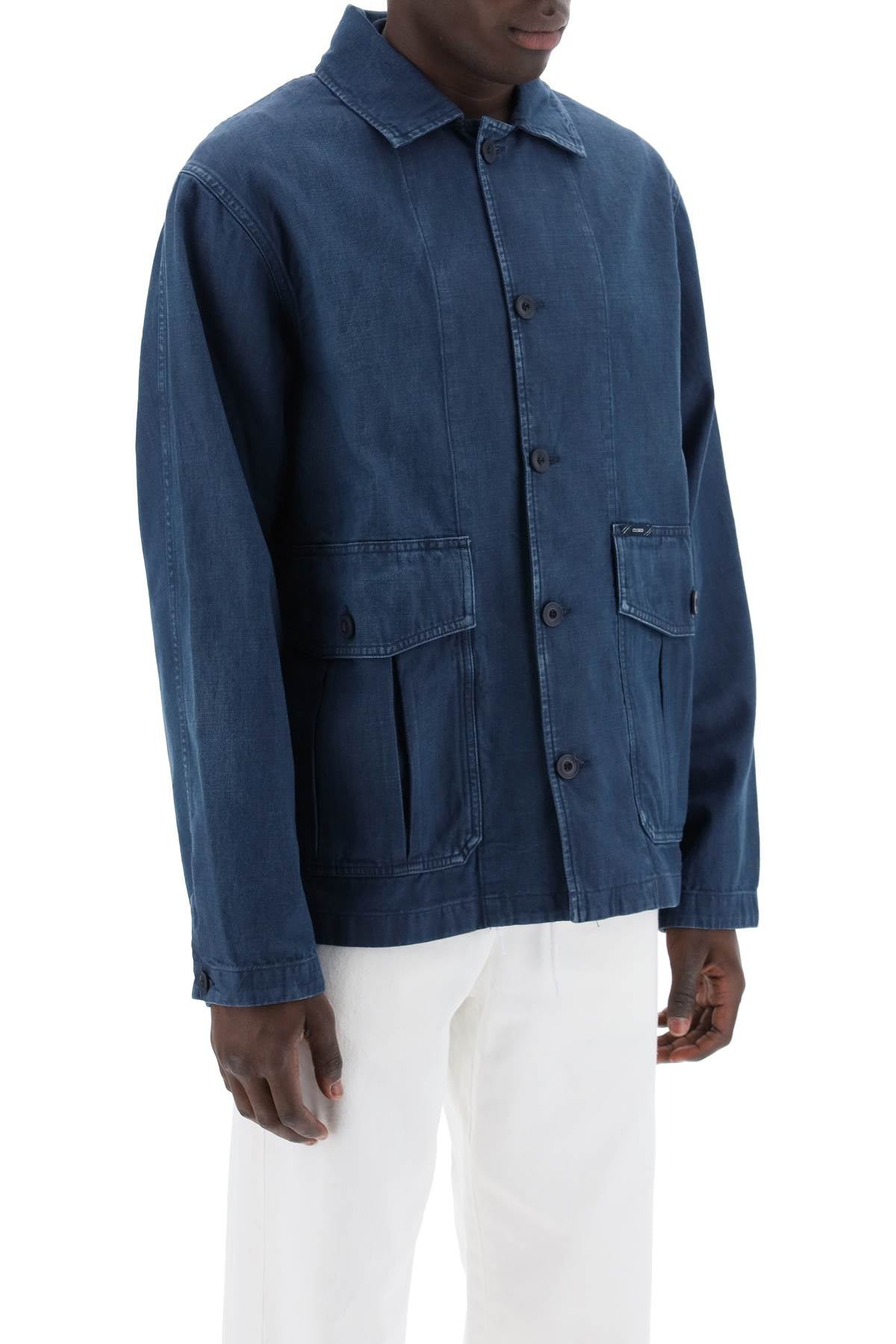 Denim Cargo Overshirt With