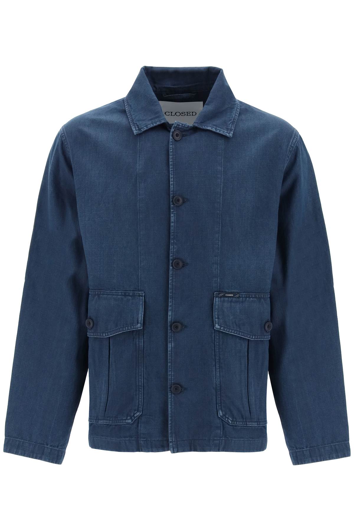 Denim Cargo Overshirt With