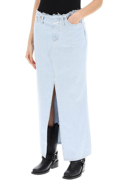 Denim Column Skirt With A Slim