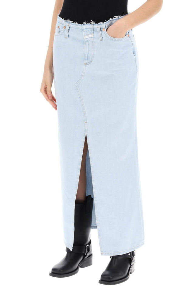 Denim Column Skirt With A Slim
