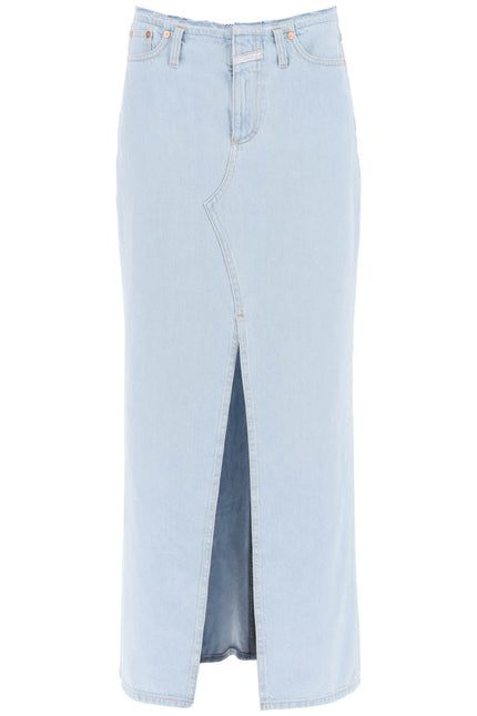 Denim Column Skirt With A Slim