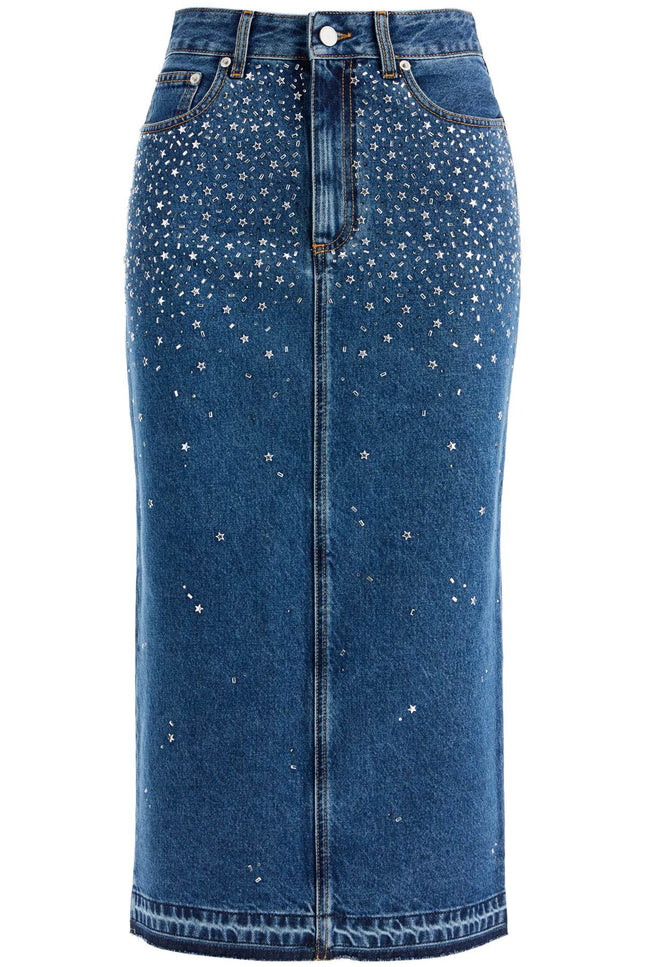 "Denim Midi Skirt With Rhin