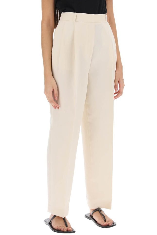 Double-Pleated Viscose Trousers - Beige