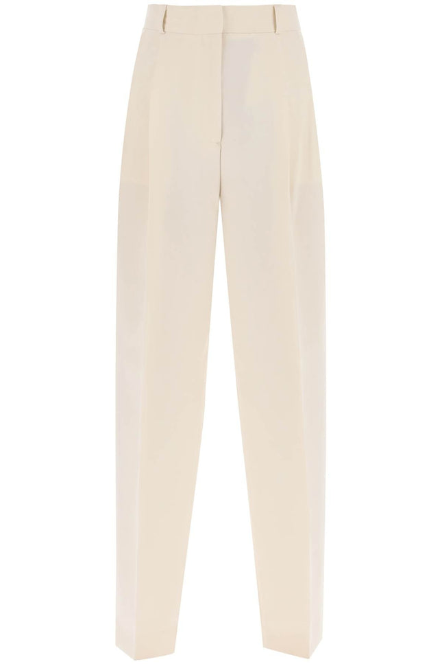 Double-Pleated Viscose Trousers - Beige