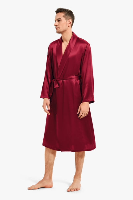 His & Hers Silk Smooth Robes Claret-Pajamas-MommeSilk-XS-Men's-Urbanheer