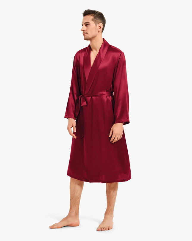 His & Hers Silk Smooth Robes Claret-Pajamas-MommeSilk-XS-Men's-Urbanheer