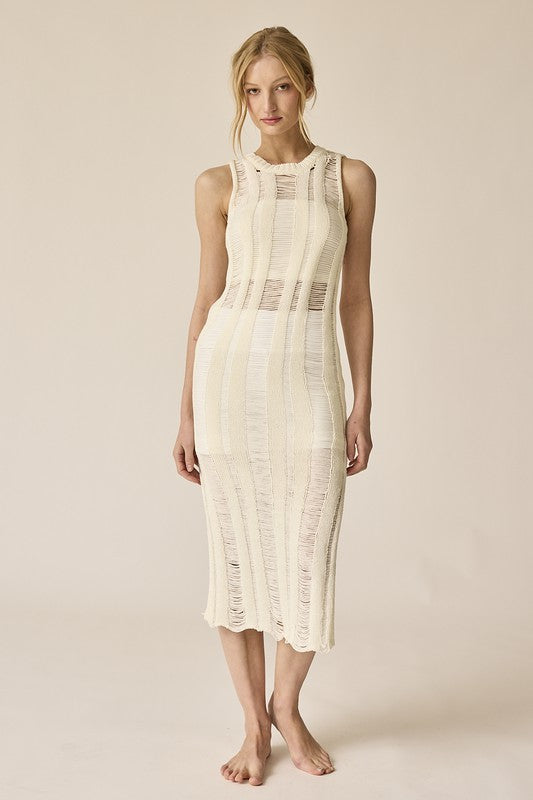 Lillian Ladder Knit Dress White-Dresses-Papermoon-Urbanheer