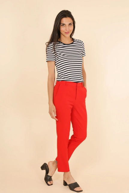 High Waist Cigarette Pants Red-Pants-Attentif Paris-Urbanheer