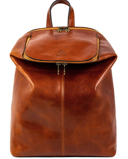 Brown Leather Backpack - A Bend in the River Cognac