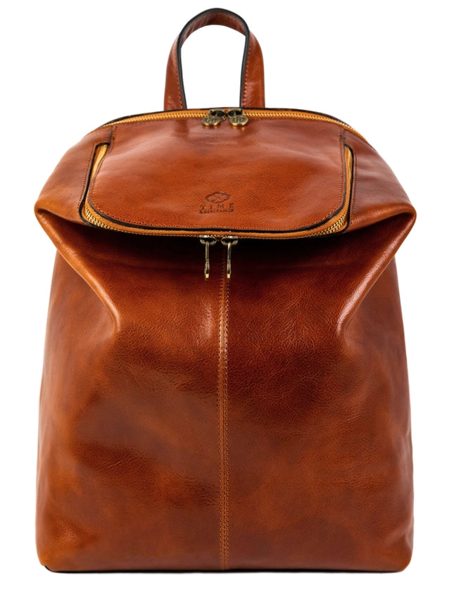 Brown Leather Backpack - A Bend in the River Cognac