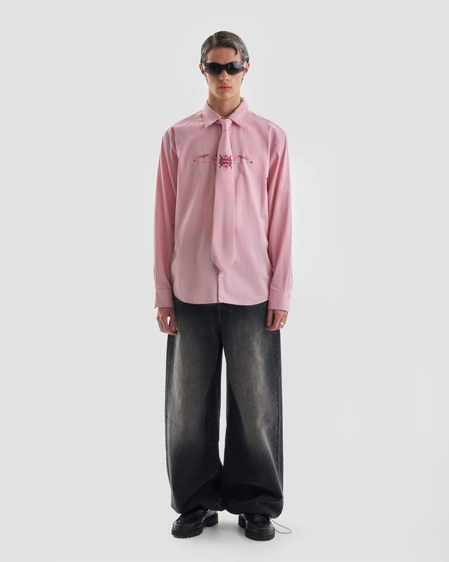 Kash Set Oversized Shirt and Tie with Tattoo Print in Pink