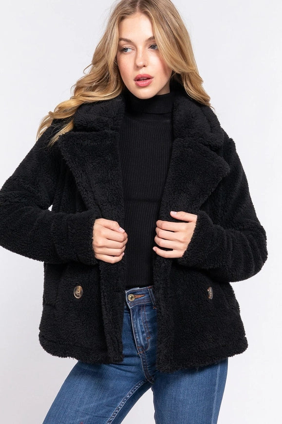 Faux Fur Sherpa Jacket-Jacket-Blak Wardrob-S-Black-Urbanheer