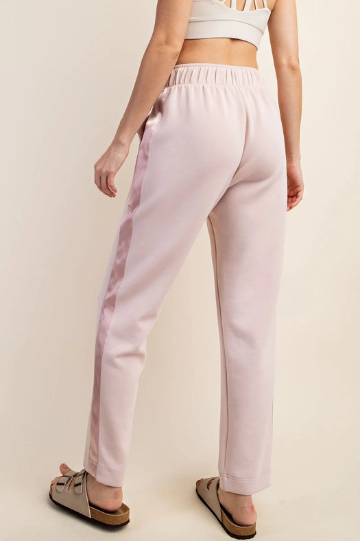 Modal Poly Span Jogger with Side Satin Detail Baby Pink