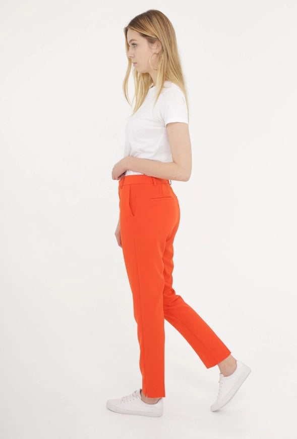 High Waist Cigarette Pants Orange-Pants-Attentif Paris-Urbanheer