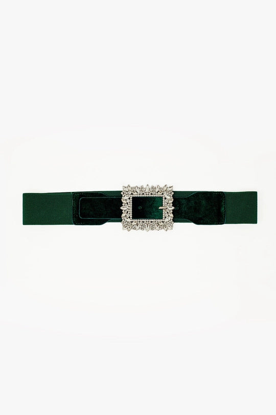 Green Belt with Rhinestones and Adjustable Elastic-BELT-Q2-Green-Urbanheer