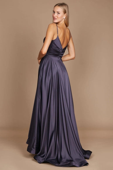 Charcoal Spaghetti Strap Prom Long Formal Gown Wholesale-Dylan & Davids-Urbanheer