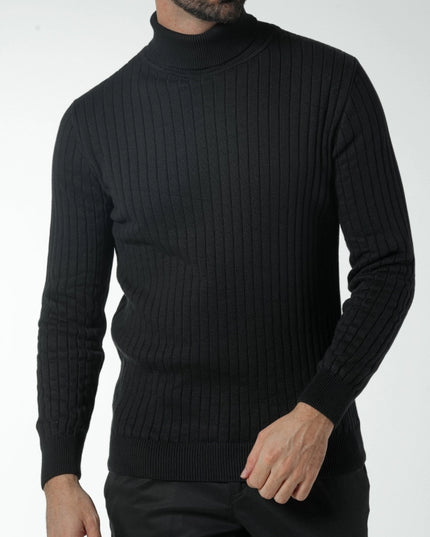 Black Ribbed High Neck-Sweater-Donato-Urbanheer