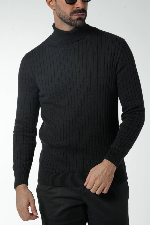 Black Ribbed High Neck-Sweater-Donato-Urbanheer