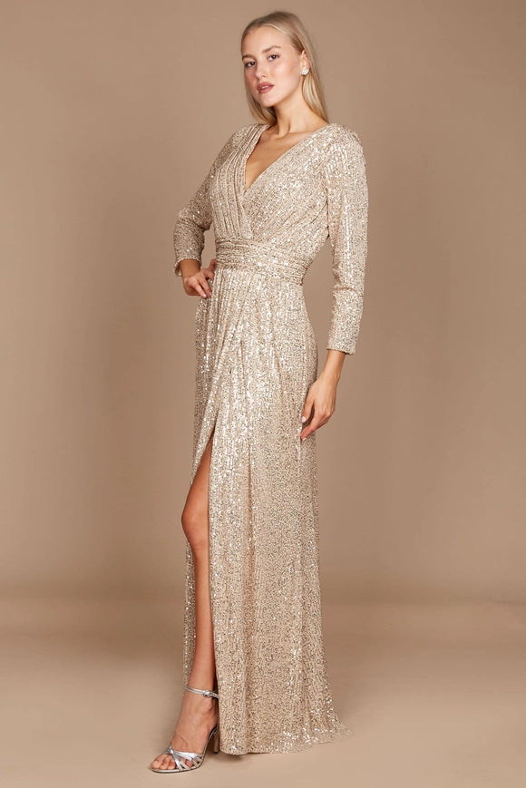 Long Sleeve Sequin Formal Dress Wholesale Gold-Dress-Dylan & Davids-20-Urbanheer