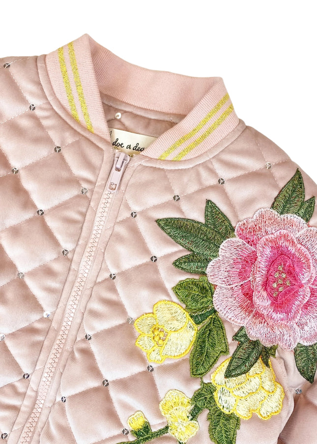 Floral Embroidered Quilted Jacket-doe a dear-Urbanheer