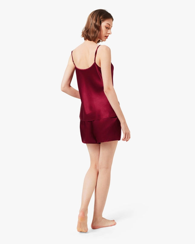 Sweet Silk Camisole Set Claret-Sets-MommeSilk-Urbanheer