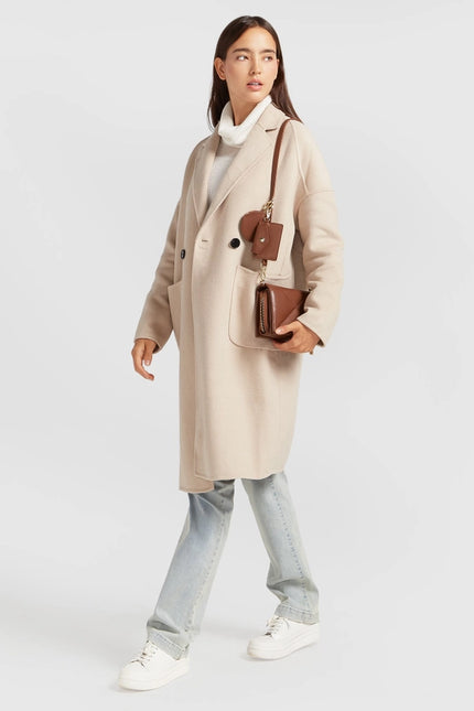 Publisher Double-Breasted Wool Blend Coat - Sand-COAT-Belle & Bloom-Urbanheer