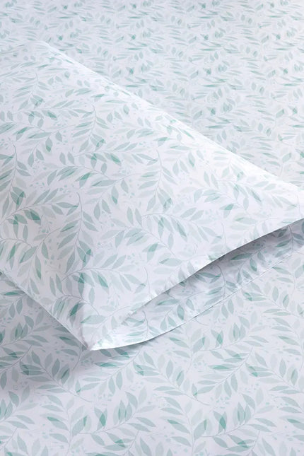 200Tc Cotton Percale Sheet Set, Green Spring Leaves-Olliix-Urbanheer