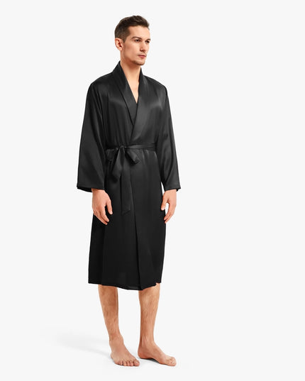 Smooth Silk Robe Black-Robe-MommeSilk-Urbanheer