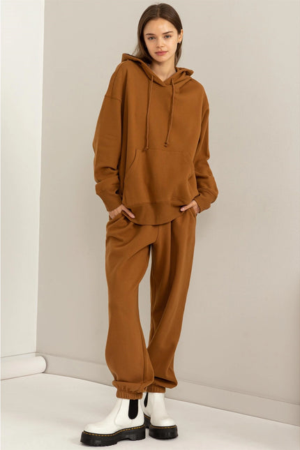 Weekend Chiller Drop Shoulder Oversized Hoodie - Brown-Clothing - Women-HYFVE-Urbanheer